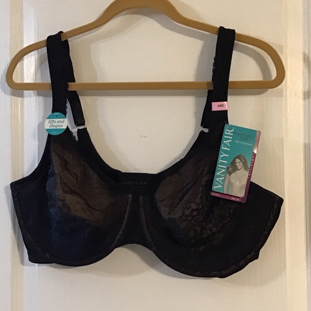 Vanity Fair Elegant Black Underwire Bra 44D